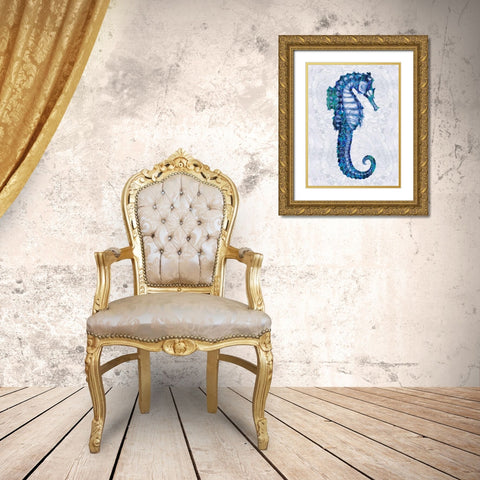 Sea Horse II Gold Ornate Wood Framed Art Print with Double Matting by Miller, Melonie