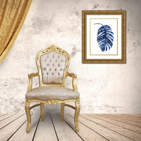 Indigo Palm II Gold Ornate Wood Framed Art Print with Double Matting by Miller, Melonie