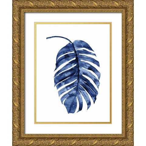 Indigo Palm II Gold Ornate Wood Framed Art Print with Double Matting by Miller, Melonie
