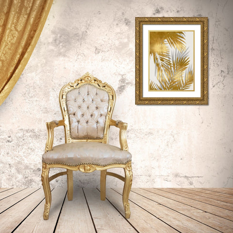 Palm Shadows Gold II Gold Ornate Wood Framed Art Print with Double Matting by Miller, Melonie