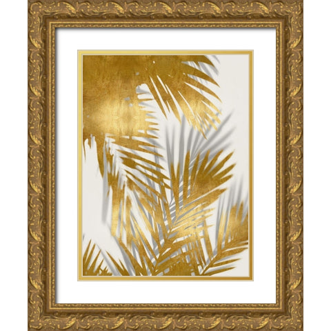 Palm Shadows Gold II Gold Ornate Wood Framed Art Print with Double Matting by Miller, Melonie