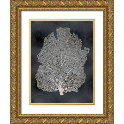 Sea Fan on Black I Gold Ornate Wood Framed Art Print with Double Matting by Miller, Melonie