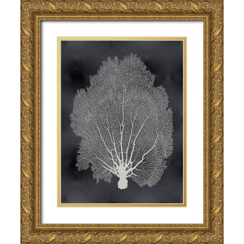 Sea Fan on Black II Gold Ornate Wood Framed Art Print with Double Matting by Miller, Melonie