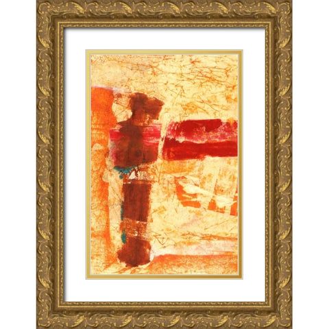 Orange Commotion Gold Ornate Wood Framed Art Print with Double Matting by Oppenheimer, Michelle