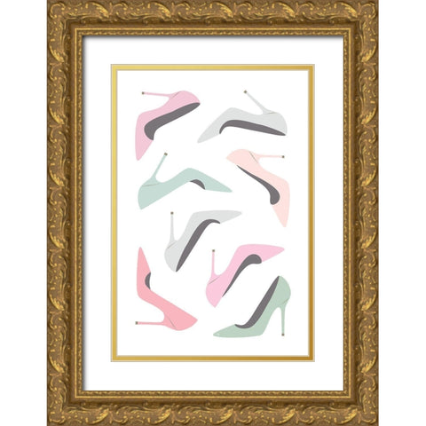Pastel Heels Gold Ornate Wood Framed Art Print with Double Matting by Pavlova, Martina