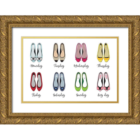 Shoe Week Gold Ornate Wood Framed Art Print with Double Matting by Pavlova, Martina