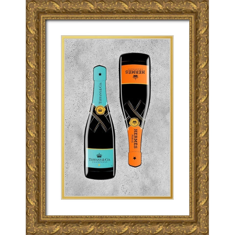 Champagne I Gold Ornate Wood Framed Art Print with Double Matting by Pavlova, Martina