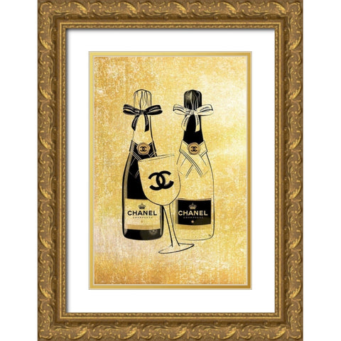Champagne II Gold Ornate Wood Framed Art Print with Double Matting by Pavlova, Martina