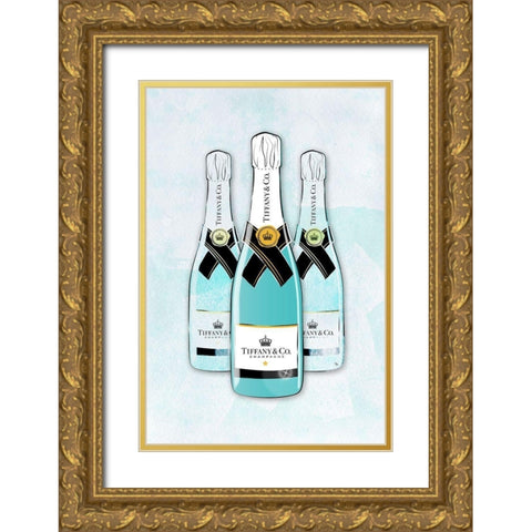 Champagne V Gold Ornate Wood Framed Art Print with Double Matting by Pavlova, Martina