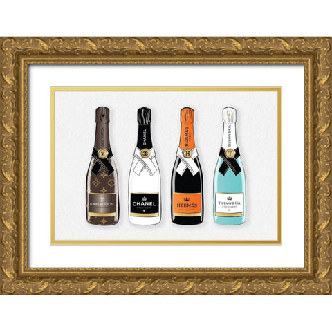 Champagne VI Gold Ornate Wood Framed Art Print with Double Matting by Pavlova, Martina