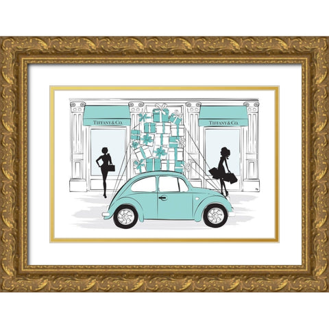 Shoping Car Gold Ornate Wood Framed Art Print with Double Matting by Pavlova, Martina