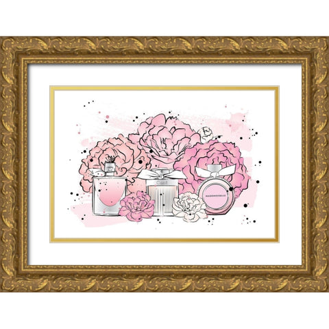 Peony Fragrance Gold Ornate Wood Framed Art Print with Double Matting by Pavlova, Martina