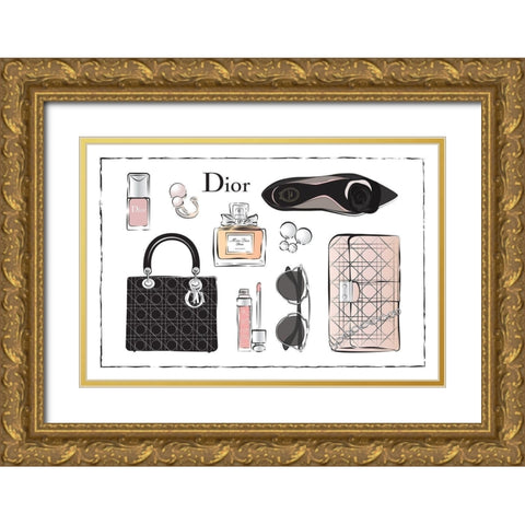 Accessories III Gold Ornate Wood Framed Art Print with Double Matting by Pavlova, Martina