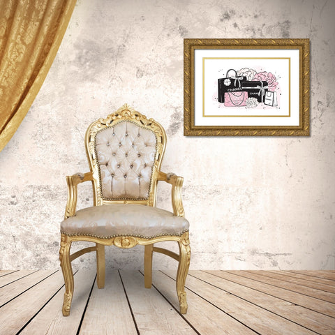 Black Bag Peonies II Gold Ornate Wood Framed Art Print with Double Matting by Pavlova, Martina