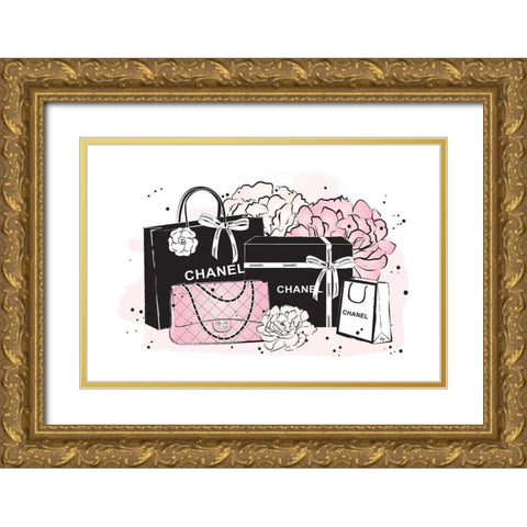 Black Bag Peonies II Gold Ornate Wood Framed Art Print with Double Matting by Pavlova, Martina