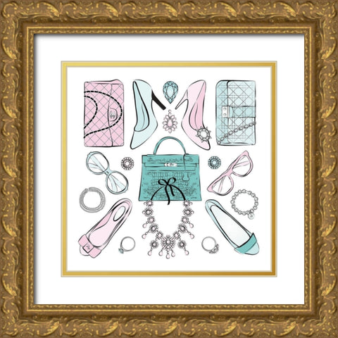 Kaleidoscope Gold Ornate Wood Framed Art Print with Double Matting by Pavlova, Martina