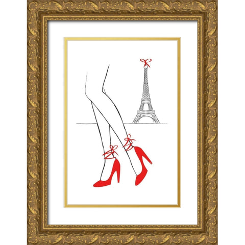Walk In Paris Gold Ornate Wood Framed Art Print with Double Matting by Pavlova, Martina