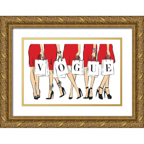 Shopping III Gold Ornate Wood Framed Art Print with Double Matting by Pavlova, Martina