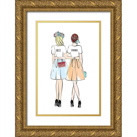 Girlfriends II Gold Ornate Wood Framed Art Print with Double Matting by Pavlova, Martina