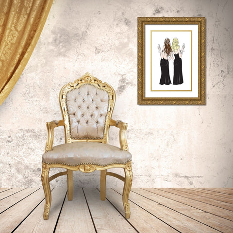 Cheers Girls I Gold Ornate Wood Framed Art Print with Double Matting by Pavlova, Martina