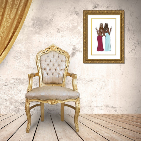 Cheers Girls II Gold Ornate Wood Framed Art Print with Double Matting by Pavlova, Martina