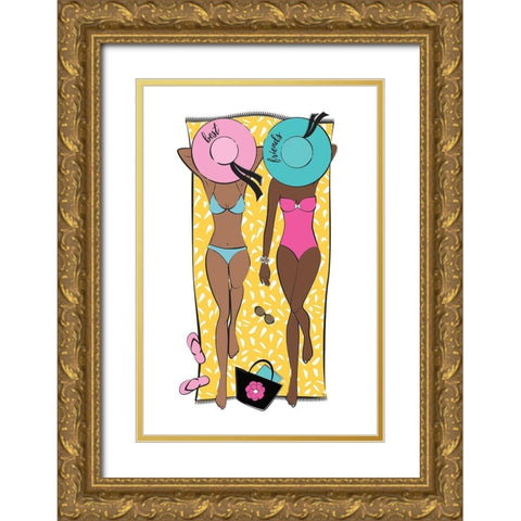 Summer Girls I Gold Ornate Wood Framed Art Print with Double Matting by Pavlova, Martina