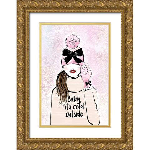 Cold Outside Gold Ornate Wood Framed Art Print with Double Matting by Pavlova, Martina