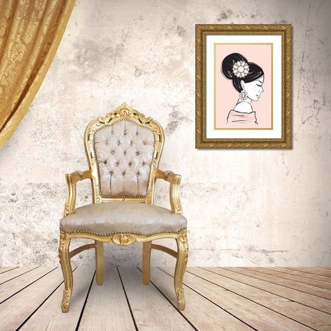 Geisha II Gold Ornate Wood Framed Art Print with Double Matting by Pavlova, Martina