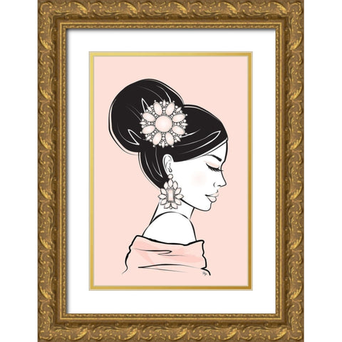 Geisha II Gold Ornate Wood Framed Art Print with Double Matting by Pavlova, Martina