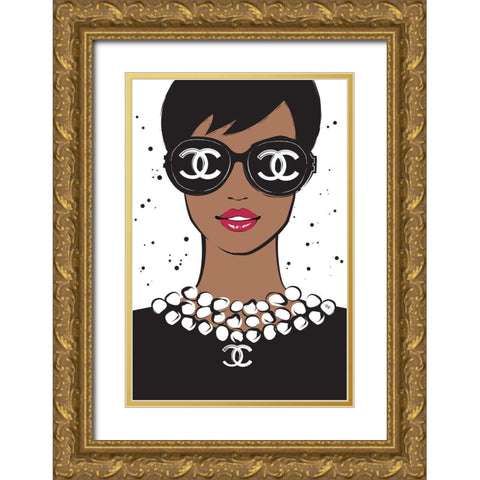 Chanel Lady II Gold Ornate Wood Framed Art Print with Double Matting by Pavlova, Martina
