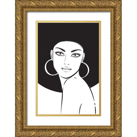 Hat Girl I Gold Ornate Wood Framed Art Print with Double Matting by Pavlova, Martina