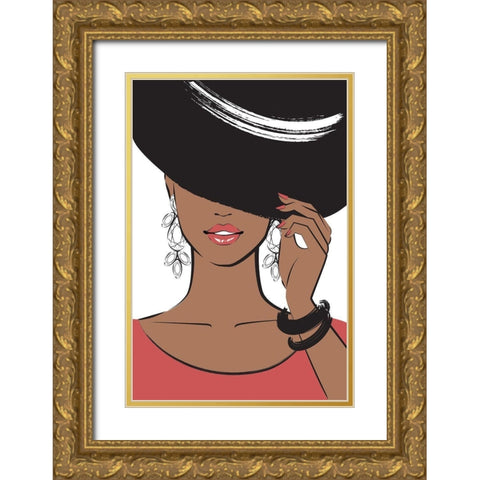 Hat Girl II Gold Ornate Wood Framed Art Print with Double Matting by Pavlova, Martina