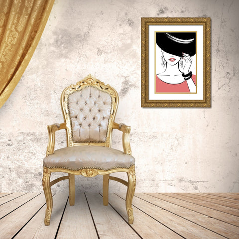 Hat Girl III Gold Ornate Wood Framed Art Print with Double Matting by Pavlova, Martina