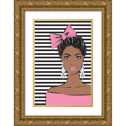 Bow Girl I Gold Ornate Wood Framed Art Print with Double Matting by Pavlova, Martina