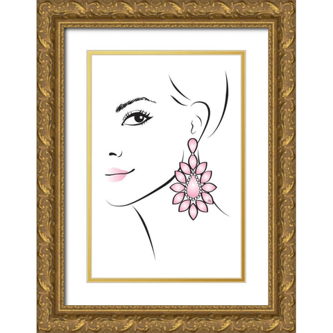 Earring II Gold Ornate Wood Framed Art Print with Double Matting by Pavlova, Martina