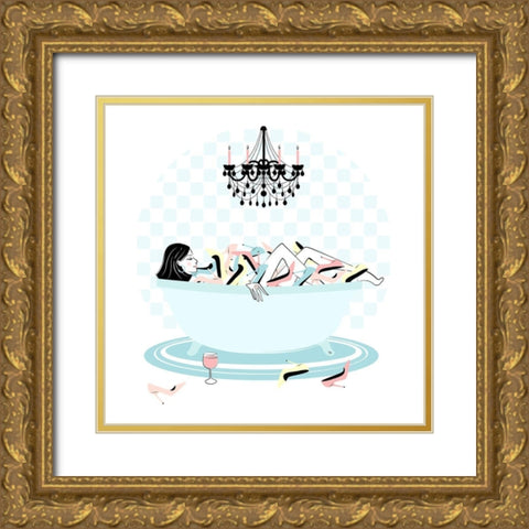 Shoe Bath Gold Ornate Wood Framed Art Print with Double Matting by Pavlova, Martina