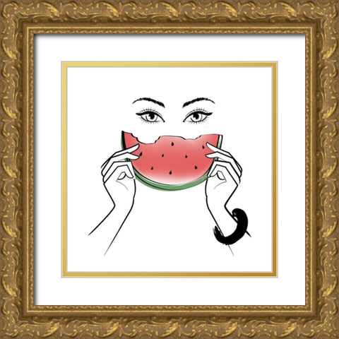 Smile Gold Ornate Wood Framed Art Print with Double Matting by Pavlova, Martina