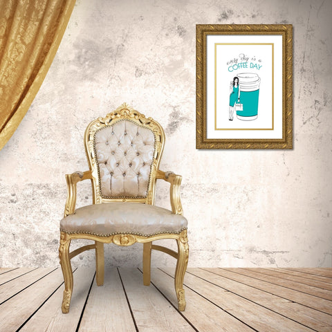 Coffee Day Gold Ornate Wood Framed Art Print with Double Matting by Pavlova, Martina