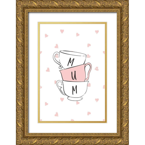Mum Cups Gold Ornate Wood Framed Art Print with Double Matting by Pavlova, Martina