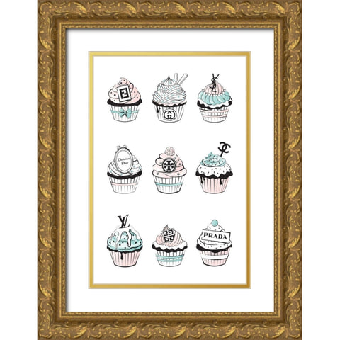 Cupcakes II Gold Ornate Wood Framed Art Print with Double Matting by Pavlova, Martina