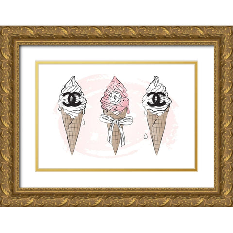 Ice Cream Gold Ornate Wood Framed Art Print with Double Matting by Pavlova, Martina