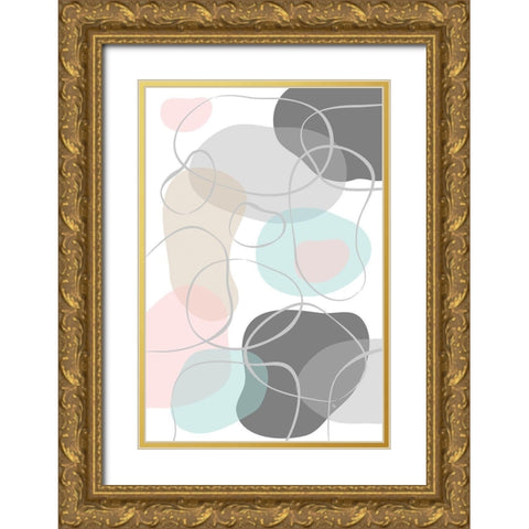 Pastel Stones I Gold Ornate Wood Framed Art Print with Double Matting by Pavlova, Martina