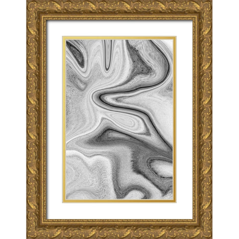 Grey Marble Gold Ornate Wood Framed Art Print with Double Matting by Pavlova, Martina