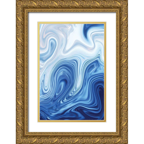 Blue Marble Gold Ornate Wood Framed Art Print with Double Matting by Pavlova, Martina