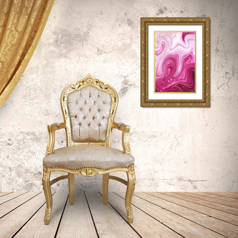Pink Marble Gold Ornate Wood Framed Art Print with Double Matting by Pavlova, Martina