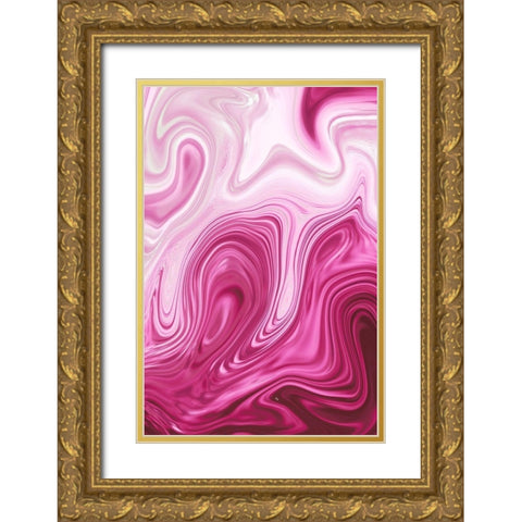 Pink Marble Gold Ornate Wood Framed Art Print with Double Matting by Pavlova, Martina