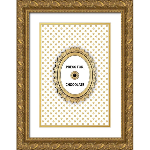 Press 4 Chocolate Gold Ornate Wood Framed Art Print with Double Matting by Pavlova, Martina