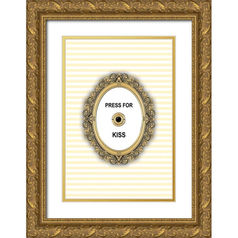 Kiss Button Gold Ornate Wood Framed Art Print with Double Matting by Pavlova, Martina