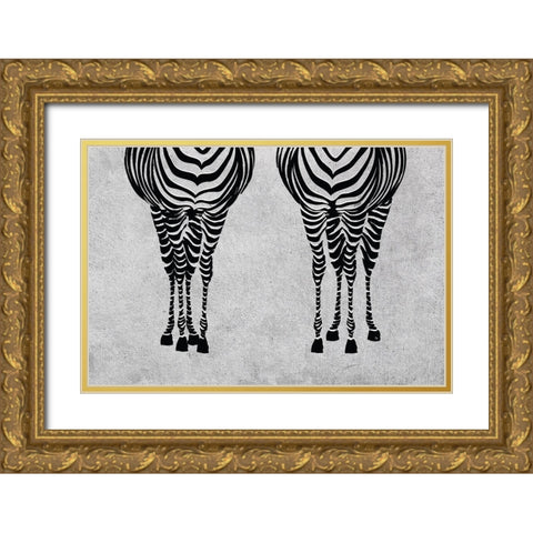 Zebras Gold Ornate Wood Framed Art Print with Double Matting by Pavlova, Martina