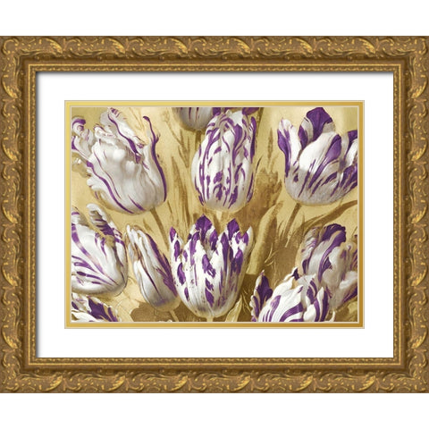 Tulips on Gold I Gold Ornate Wood Framed Art Print with Double Matting by McQueen, Angela